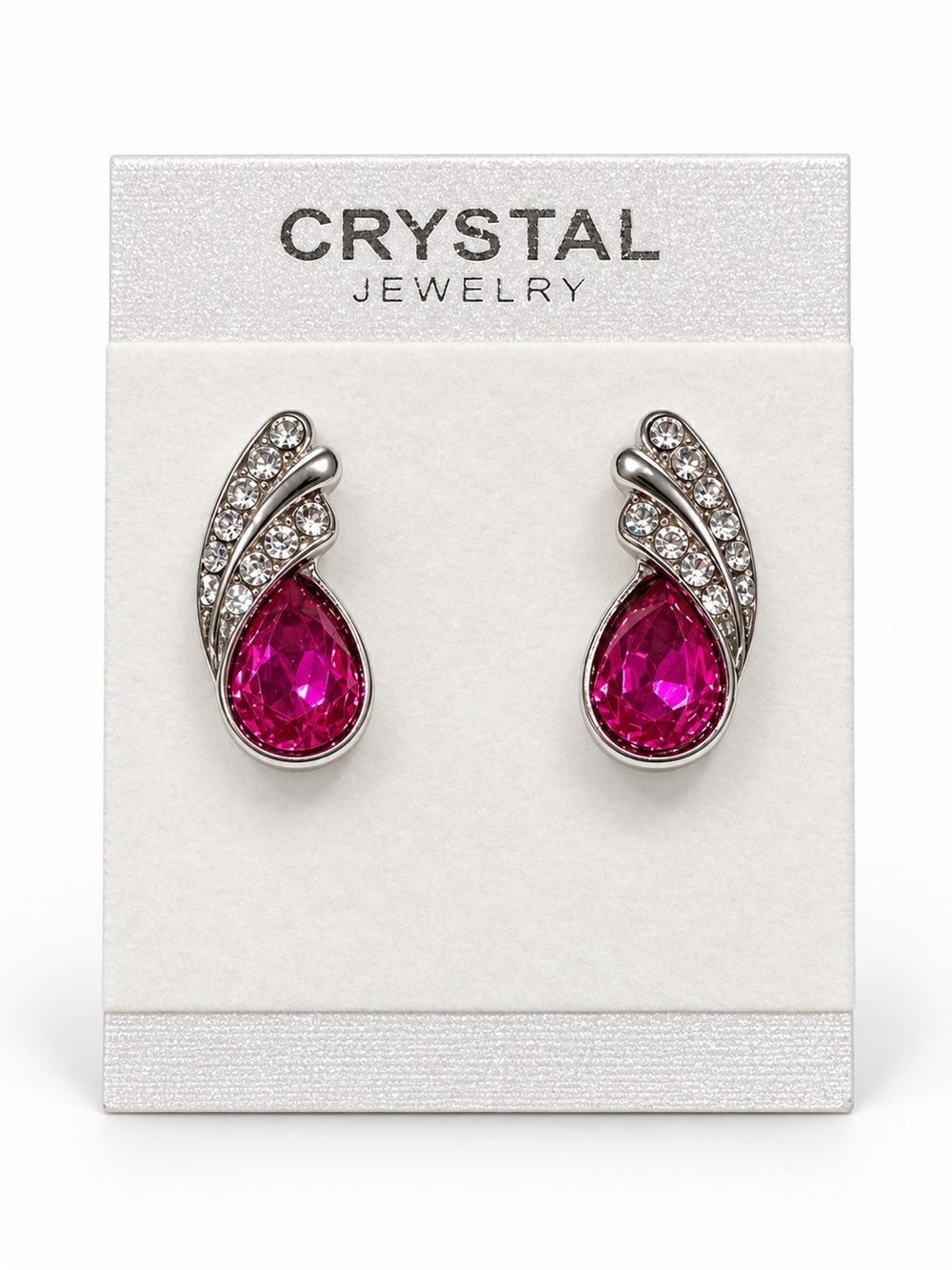 Pink Teardrop Crystal Stud Earrings